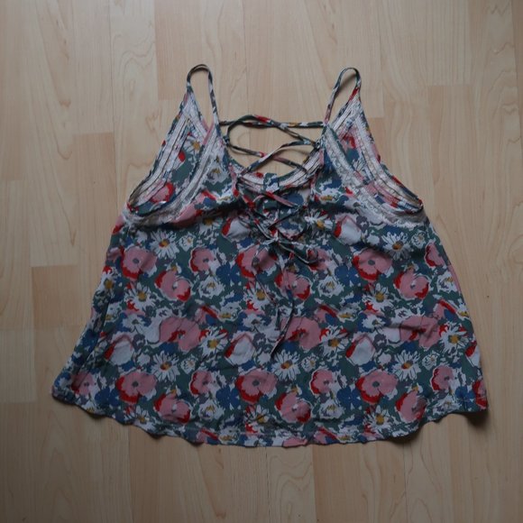 Kimchi blue Floral flowy print tank top lace loose fit sleeveless V-neck C - Picture 1 of 8